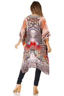 Sakkas Zeni Women's Short sleeve V-neck Summer Floral Print Caftan Dress Cover-up