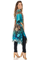 Sakkas Zeni Women's Short sleeve V-neck Summer Floral Print Caftan Dress Cover-up