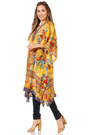 Sakkas Zeni Women's Short sleeve V-neck Summer Floral Print Caftan Dress Cover-up