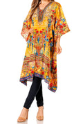 Sakkas Zeni Women's Short sleeve V-neck Summer Floral Print Caftan Dress Cover-up#color_541