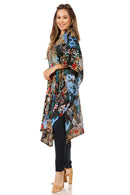 Sakkas Zeni Women's Short sleeve V-neck Summer Floral Print Caftan Dress Cover-up