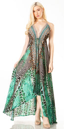 Sakkas Lizi 2 Women's Maxi High-Low Halter Handkerchief Dress Beach Party Vacation