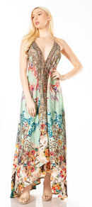 Sakkas Lizi 2 Women's Maxi High-Low Halter Handkerchief Dress Beach Party Vacation