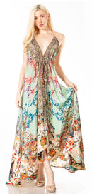 Sakkas Lizi 2 Women's Maxi High-Low Halter Handkerchief Dress Beach Party Vacation