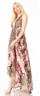 Sakkas Lizi 2 Women's Maxi High-Low Halter Handkerchief Dress Beach Party Vacation