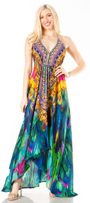 Sakkas Lizi 2 Women's Maxi High-Low Halter Handkerchief Dress Beach Party Vacation