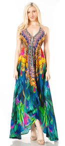 Sakkas Lizi 2 Women's Maxi High-Low Halter Handkerchief Dress Beach Party Vacation