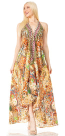 Sakkas Lizi 2 Women's Maxi High-Low Halter Handkerchief Dress Beach Party Vacation