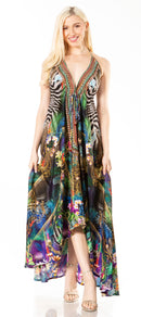 Sakkas Lizi 2 Women's Maxi High-Low Halter Handkerchief Dress Beach Party Vacation