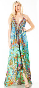 Sakkas Lizi 2 Women's Maxi High-Low Halter Handkerchief Dress Beach Party Vacation