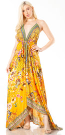 Sakkas Lizi 2 Women's Maxi High-Low Halter Handkerchief Dress Beach Party Vacation