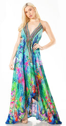 Sakkas Lizi 2 Women's Maxi High-Low Halter Handkerchief Dress Beach Party Vacation