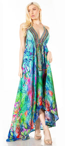 Sakkas Lizi 2 Women's Maxi High-Low Halter Handkerchief Dress Beach Party Vacation