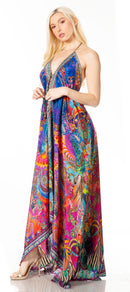 Sakkas Lizi 2 Women's Maxi High-Low Halter Handkerchief Dress Beach Party Vacation