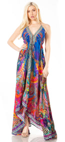 Sakkas Lizi 2 Women's Maxi High-Low Halter Handkerchief Dress Beach Party Vacation