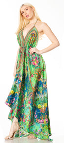 Sakkas Lizi 2 Women's Maxi High-Low Halter Handkerchief Dress Beach Party Vacation