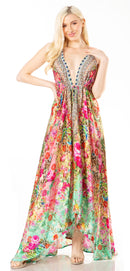 Sakkas Lizi 2 Women's Maxi High-Low Halter Handkerchief Dress Beach Party Vacation