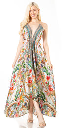 Sakkas Lizi 2 Women's Maxi High-Low Halter Handkerchief Dress Beach Party Vacation