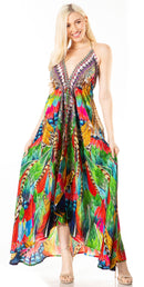 Sakkas Lizi 2 Women's Maxi High-Low Halter Handkerchief Dress Beach Party Vacation