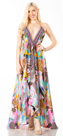 Sakkas Lizi 2 Women's Maxi High-Low Halter Handkerchief Dress Beach Party Vacation