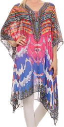Sakkas Liv Ligthweight Summer Printed Short Caftan Dress / Cover Up