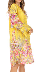 Sakkas Ximena Women's Floral Boho Cocktail Dress Tunic Cover-up V neck Summer