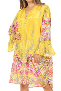 Sakkas Ximena Women's Floral Boho Cocktail Dress Tunic Cover-up V neck Summer#color_460