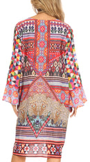 Sakkas Ximena Women's Floral Boho Cocktail Dress Tunic Cover-up V neck Summer