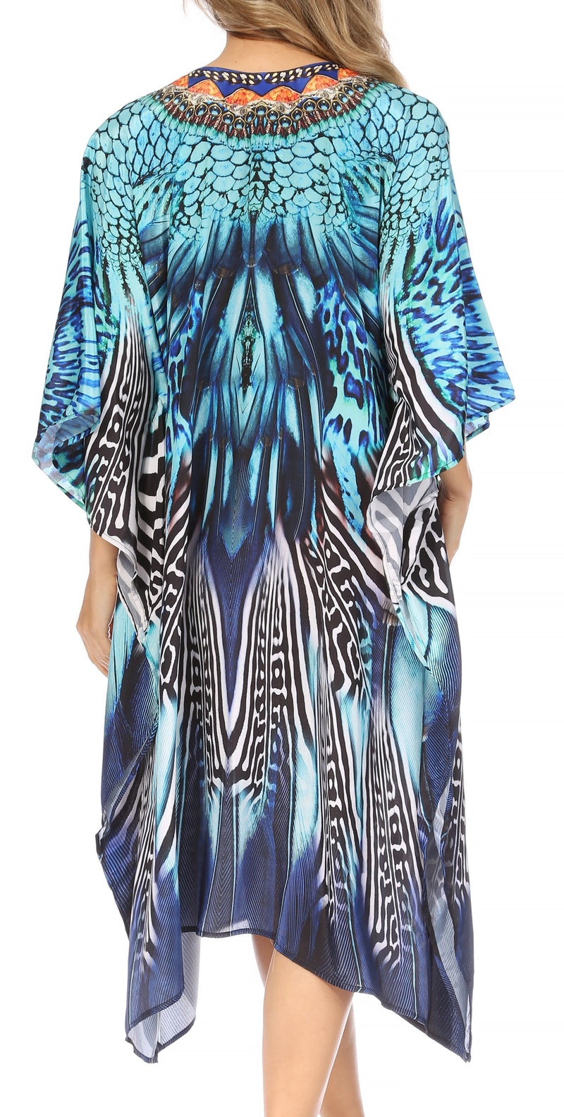 Sakkas Kristy Long Tall Lightweight Caftan Dress / Cover Up With V-Neck Jewels