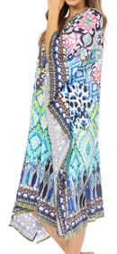 Sakkas Kristy Long Tall Lightweight Caftan Dress / Cover Up With V-Neck Jewels