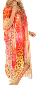 Sakkas Kristy Long Tall Lightweight Caftan Dress / Cover Up With V-Neck Jewels