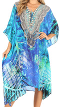 Sakkas Kristy Long Tall Lightweight Caftan Dress / Cover Up With V-Neck Jewels#color_lvb235-Blue