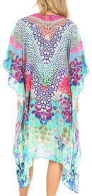 Sakkas Kristy Long Tall Lightweight Caftan Dress / Cover Up With V-Neck Jewels