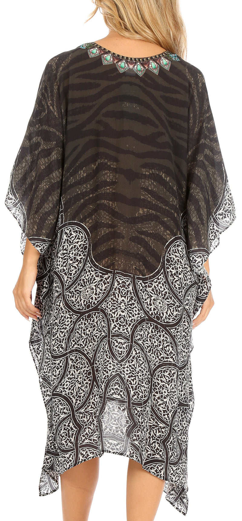 Sakkas Kristy Long Tall Lightweight Caftan Dress / Cover Up With V-Neck Jewels