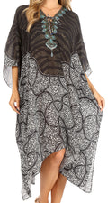 Sakkas Kristy Long Tall Lightweight Caftan Dress / Cover Up With V-Neck Jewels#color_tbk234-Multi