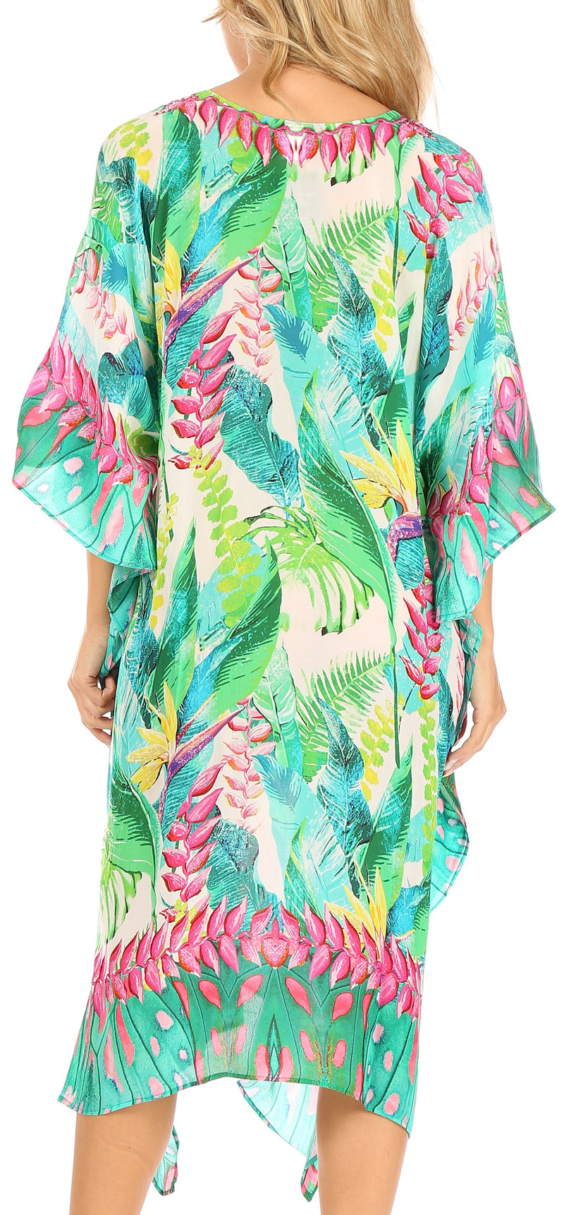 Sakkas Kristy Long Tall Lightweight Caftan Dress / Cover Up With V-Neck Jewels