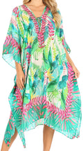 Sakkas Kristy Long Tall Lightweight Caftan Dress / Cover Up With V-Neck Jewels#color_tlg228-Green