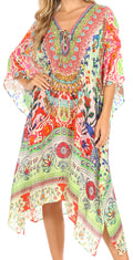 Sakkas Kristy Long Tall Lightweight Caftan Dress / Cover Up With V-Neck Jewels#color_tm208-Multi