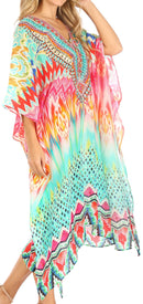 Sakkas Kristy Long Tall Lightweight Caftan Dress / Cover Up With V-Neck Jewels