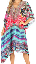 Sakkas Kristy Long Tall Lightweight Caftan Dress / Cover Up With V-Neck Jewels#color_um232-Multi