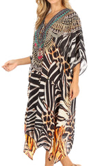 Sakkas Kristy Long Tall Lightweight Caftan Dress / Cover Up With V-Neck Jewels