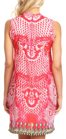 Sakkas Ebele Short Sleeveless Dress with Rhinestones Drape Front and Pockets