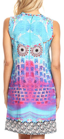 Sakkas Ebele Short Sleeveless Dress with Rhinestones Drape Front and Pockets