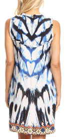 Sakkas Ebele Short Sleeveless Dress with Rhinestones Drape Front and Pockets