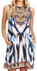 Sakkas Ebele Short Sleeveless Dress with Rhinestones Drape Front and Pockets