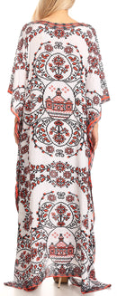 Sakkas Anahi Flowy Design V Neck Long Caftan Dress / Cover Up With Rhinestone