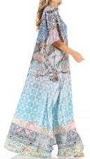 Sakkas Anahi Flowy Design V Neck Long Caftan Dress / Cover Up With Rhinestone