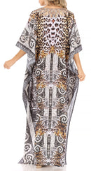 Sakkas Anahi Flowy Design V Neck Long Caftan Dress / Cover Up With Rhinestone