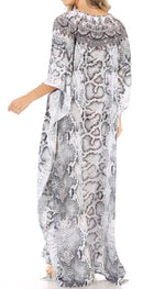Sakkas Anahi Flowy Design V Neck Long Caftan Dress / Cover Up With Rhinestone