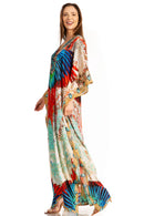 Sakkas  Georgettina Flowy  Rhinestone V Neck Long Caftan Dress / Cover Up